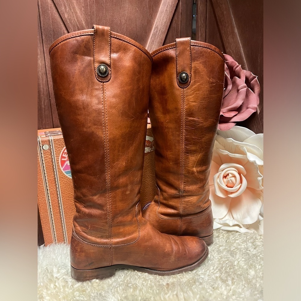 Frye Women's Custom Painted Leather Riding Boots Brown Size 7 - Picture 4 of 7